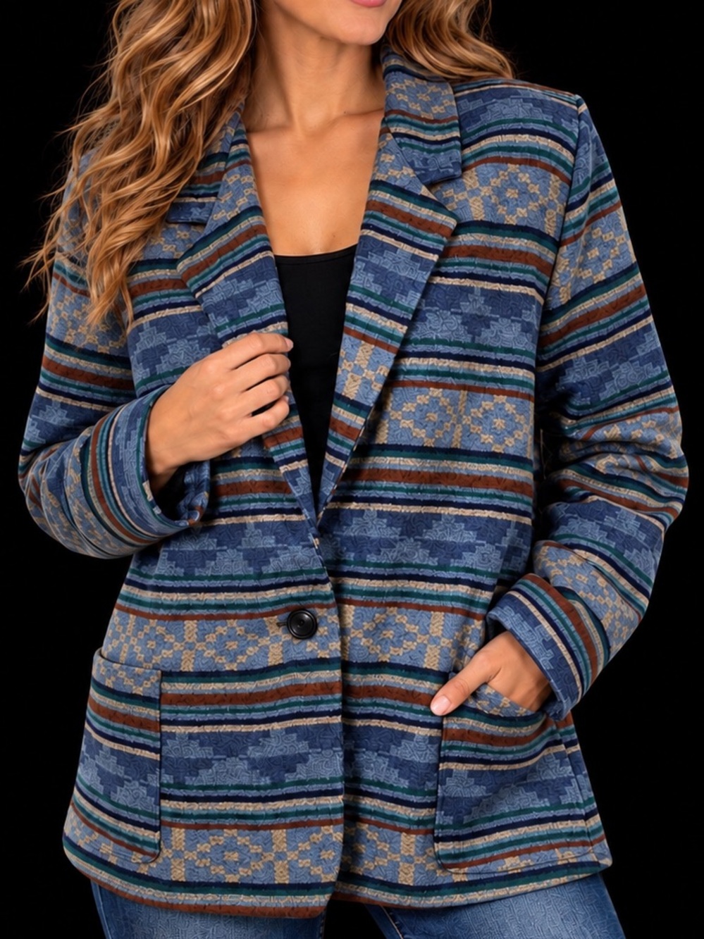 Vintage boho and Western revival Tracy Evans Sz Lg Blazer